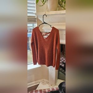 Burnt Orange Oversized Sweater - Small